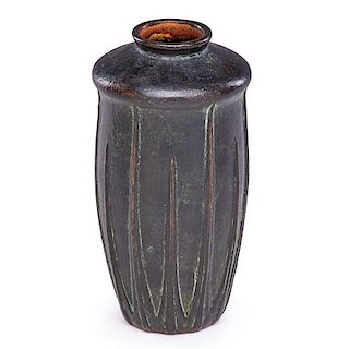 VAN BRIGGLE Copper-clad vase