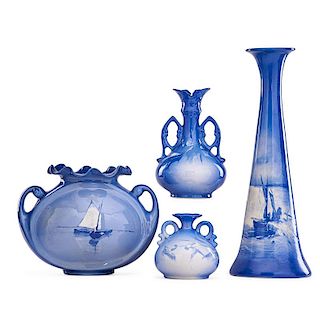 ROSEVILLE Four Azurean vases
