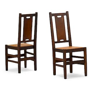 GUSTAV STICKLEY Two H-back side chairs