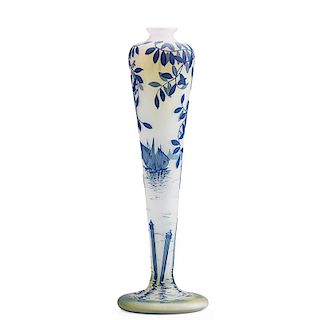 DEVEZ Tall cameo glass vase