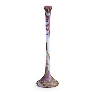 LEGRAS Tall bud vase with wisteria