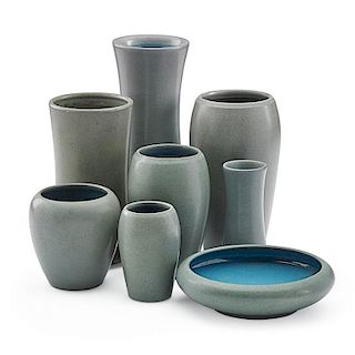 MARBLEHEAD Eight gray vases