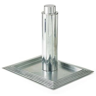 NORMAN BEL GEDDES Cocktail shaker and tray