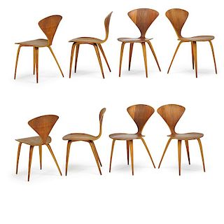 NORMAN CHERNER; PLYCRAFT Set of 8 side chairs