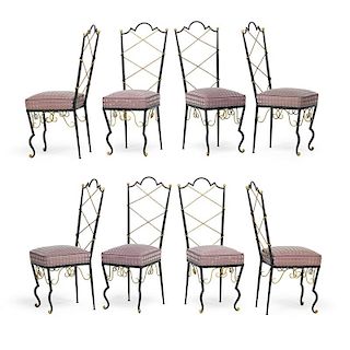 RENE PROU Set of eight chairs