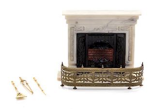 A Faux Marble Fireplace Mantel, Height 3 3/4 x width 4 3/8 inches.