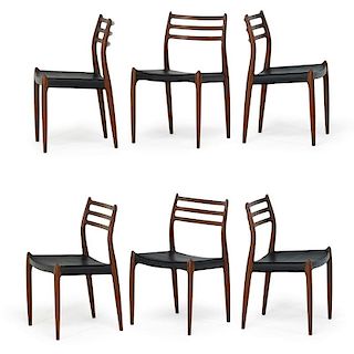 NIELS MOLLER; FALSTER Dining table and six chairs