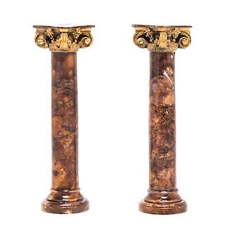 A Pair of Faux Marble Pedestals, Height 4 inches.
