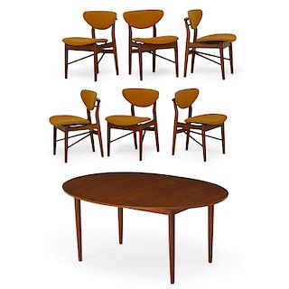 FINN JUHL Dining table and six chairs
