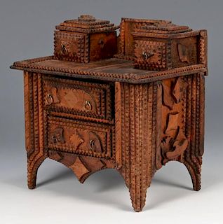 Miniature tramp art chest