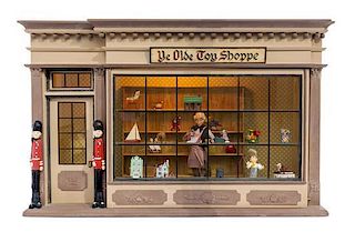 An English Style Toy Shoppe, Height of box 12 1/2 x width 20 1/4 x depth 8 1/2 inches.