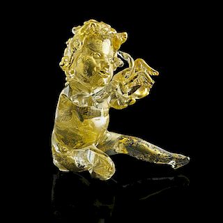 DALE CHIHULY Gilded Putto with Swan