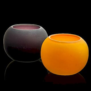 ANDRE GROULT Two glass vases