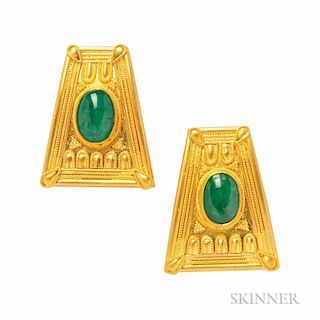 18kt Gold and Emerald Earrings, Lalaounis