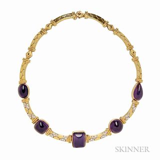 18kt Gold, Amethyst, and Diamond Necklace