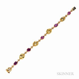 18kt Gold and Fancy-color Sapphire Bracelet, Julius Cohen