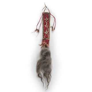 Sioux Beaded and Quilled Hide Hair Drop