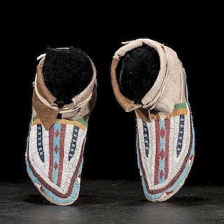 Sioux Beaded Buffalo Hide Moccasins