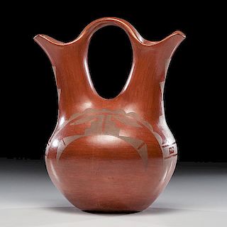 Maria and Julian Martinez (San Ildefonso, 1887 - 1980/ 1879-1943) Redware Pottery Wedding Vase, From the Estate of Clem Caldw