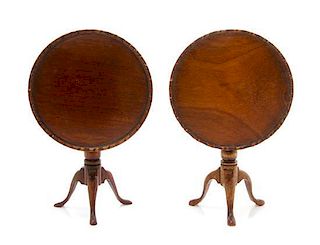 Two George III Style Tilt-Top Tea Tables, Height 2 1/2 x diameter 2 5/8 inches.