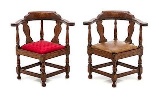 Two Georgian Style Corner Chairs, Height of tallest 3 inches.