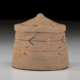 Attu Polychrome Lidded Basket, Property of a Midwest Collector