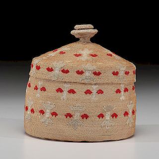 Attu Twined Lidded Basket, Property of a Midwest Collector