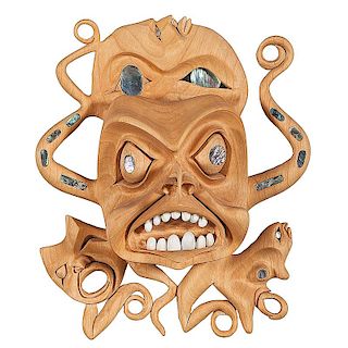 Ron Telek (Nisga'a, 1962-2017) Carved Wooden Mask