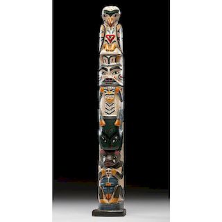 Painted Wooden Totem Pole
