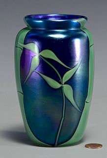 Orient & Flume Art Glass Vase, signed Sillars