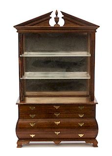 A George III Style Mahogany Bookcase on Chest, Height 8 1/4 x width 5 x depth 1 3/4 inches.