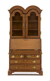 A George II Style Secretary Bookcase, Height 7 1/4 x width 3 1/2 x depth 1 5/8 inches.