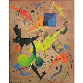 Rolph Scarlett, American  (1889-1984) Oil on Canvas Abstract Illustration Signed Lower Right.