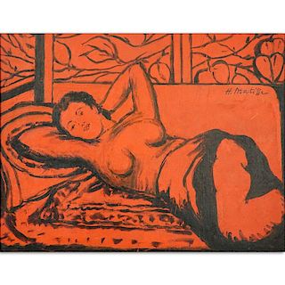Signed H. Matisse Oil on Artist Board, Nude.