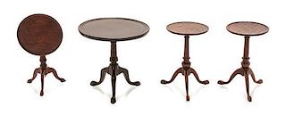 Four George III Style Mahogany Tables, Height of first 2 1/8 x diameter 1 5/8 inches.