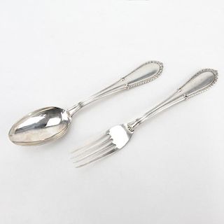 Buccellati "Villa D’Este" Sterling Silver Salad Set. Stamped "sterling, Italy" with makers mark on handle.