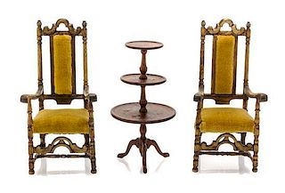 A Group of English Style Furniture Articles, Height of first 4 1/4 inches.