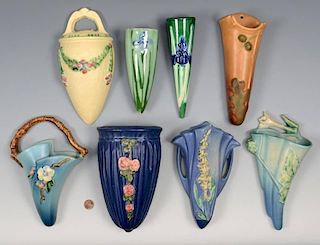 8 Art Pottery Wall Pockets, Incl. Roseville
