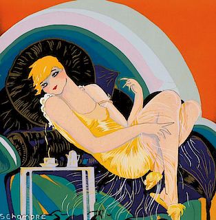 A GROUP OF 7 FRENCH ART DECO PERIOD ILLUSTRATIONS