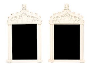 A Pair of Gothic Revival Style Plaster Mirrors, Height 5 1/8 x width 3 1/4 inches.