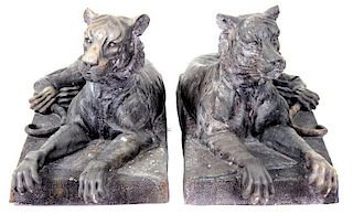 Tigers, Life Size, Bronze Sculptures