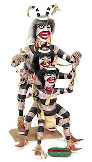 (3) Three Folk Art, Kachina Clowns
