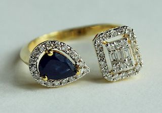 Ladies 14 Karat Diamond & Sapphire Ring