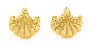 A Pair of 18 Karat Yellow Gold Earclips, Elizabeth Gage, 11.70 dwts.