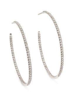 A Pair of 18 Karat White Gold and Diamond Inside Out Hoop Earrings, Robert Coin, 5.20 dwts.