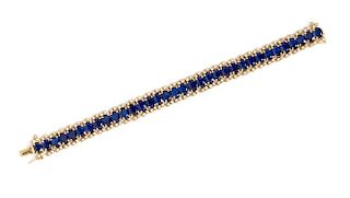A Yellow Gold, Sapphire and Diamond Bracelet, 28.50 dwts.