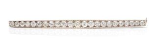 A Platinum and Diamond Bar Brooch, French, 5.00 dwts.