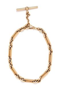 A Yellow Gold Fob Chain, 48.60 dwts.