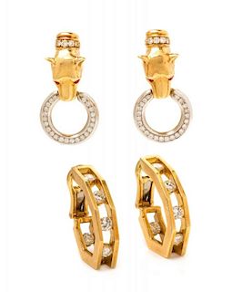 A Collection of Gold and Diamond Earclips, 24.00 dwts.