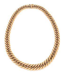 A 14 Karat Yellow Gold Graduated Curb Link Necklace, Uno A Erre, 34.60 dwts.